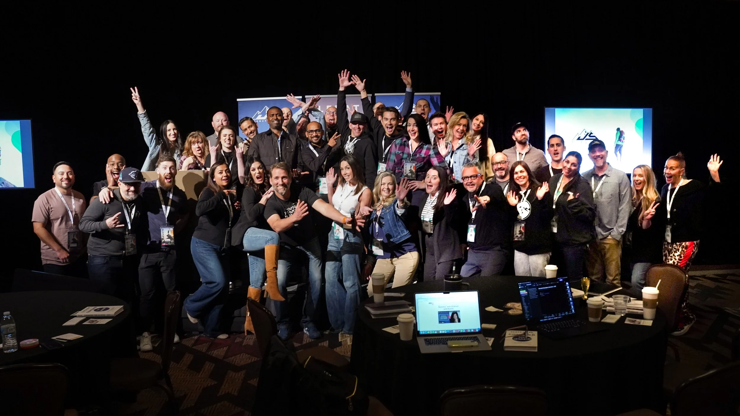 Agency owners celebrating together at an Elevate Live event